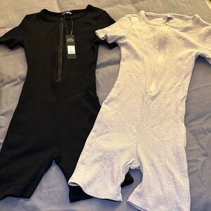 Fashion Nova Black and Cream Jumpsuit Set